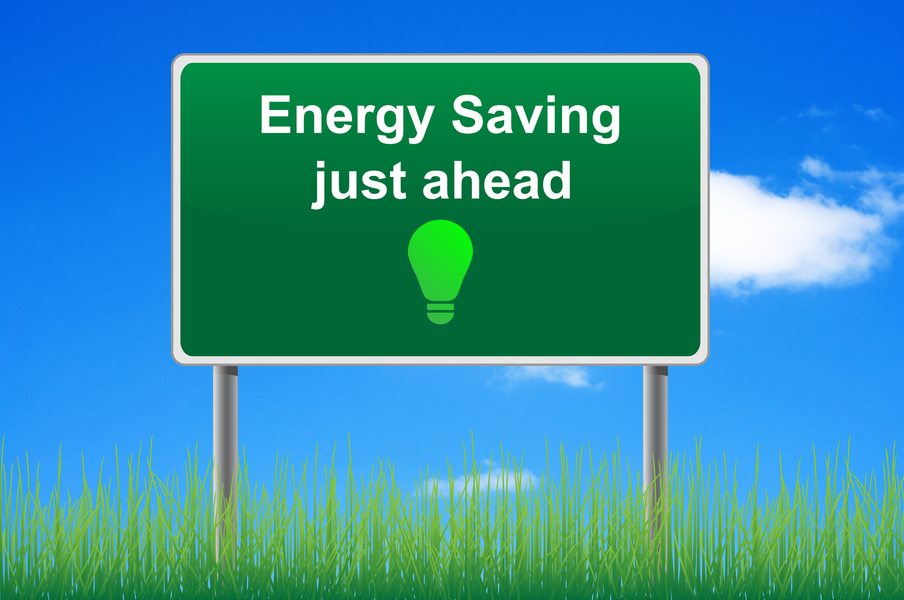 004 - ENERGY SAVING - Just ahead - road sign